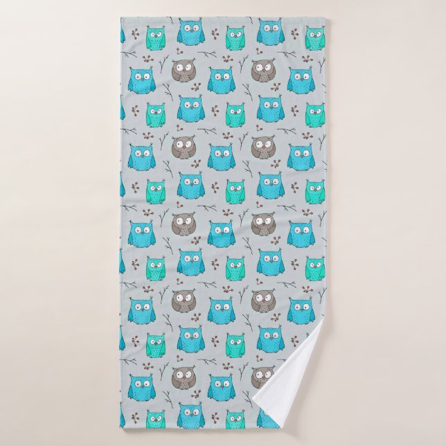 Motif de hibou non répété (Serviette de bain)