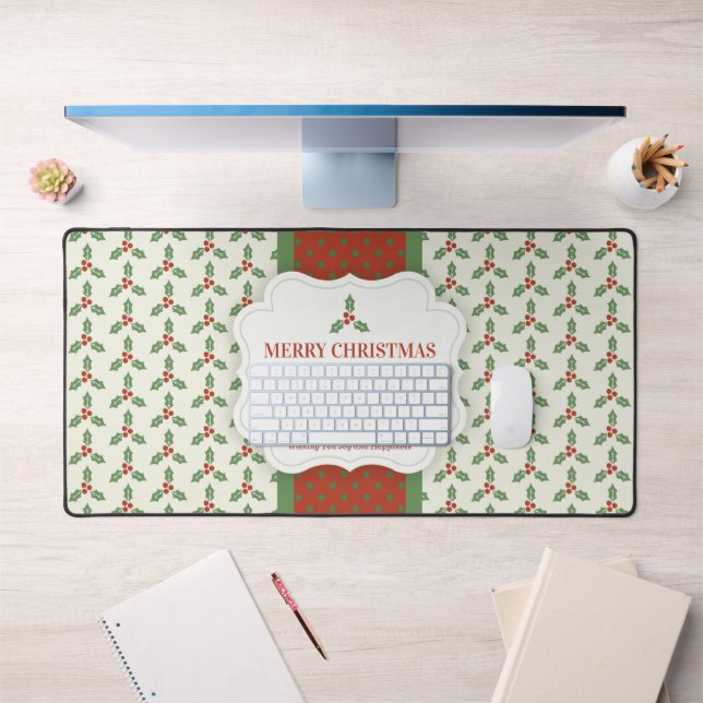 Motif de houx de Noël Houx vert Baies rouges (Bureau 1)