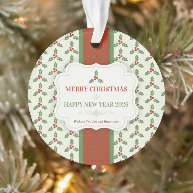 Motif de houx de Noël Houx vert Baies rouges (Arbre)