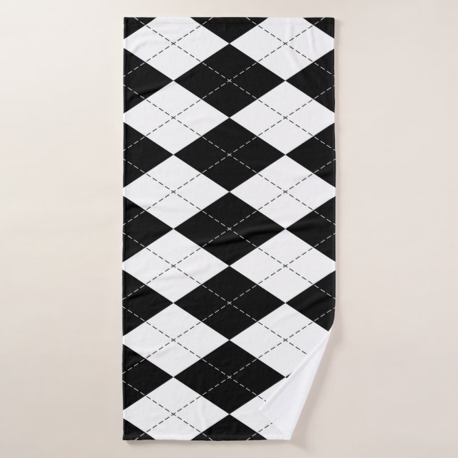 Motif de Jacquard géométrique noir blanc (Serviette de bain)