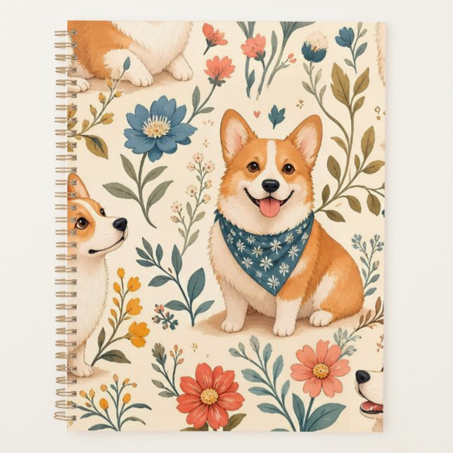Motif de jardin floral Corgi mignon (Devant)