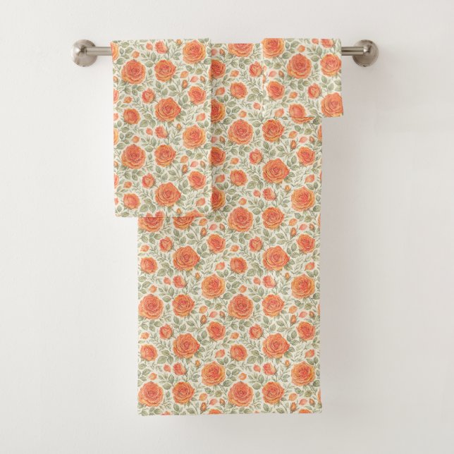 Motif de jardin Rose Corail et Sauge (En situation)