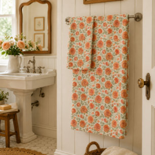 Motif de jardin Rose Corail et Sauge