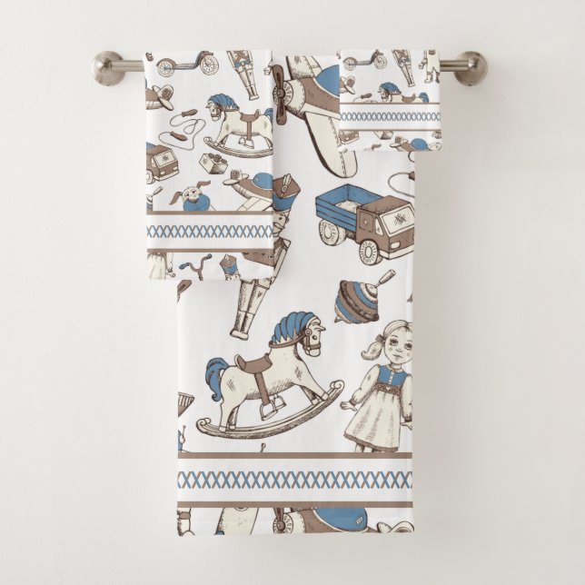 Motif de jouets vintage bleu/Brown ID783 (En situation)