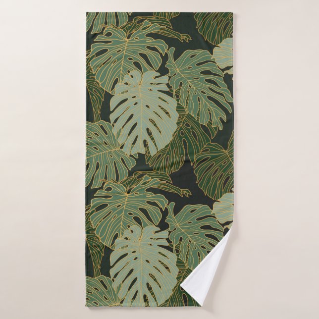 Motif de kaki vert et de monstère d'or (Serviette de bain)