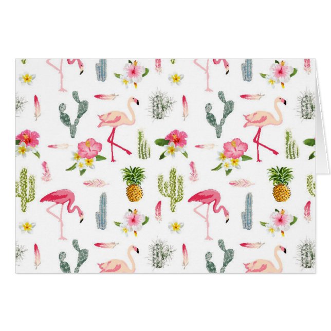 Motif de ketmie d'ananas de cactus de Flamant rose (Devant horizontal)