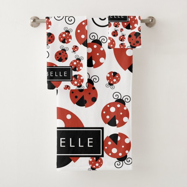 Motif De Ladybugs, Red Ladybugs, Votre Nom (En situation)