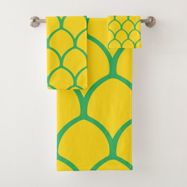 Motif de l'ananas tropical en vert et jaune (En situation)
