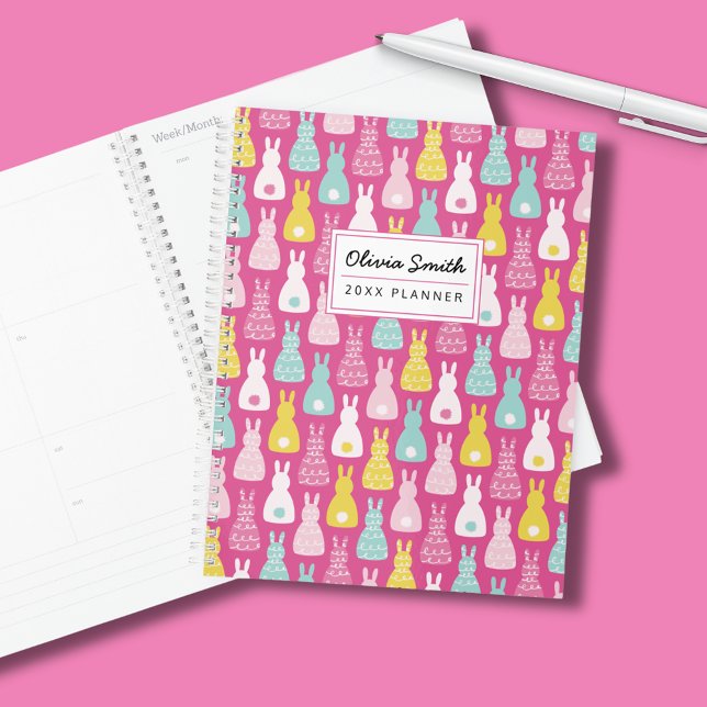 Motif de lapin bunny rose (Colorful pink bunny rabbit planner for all your organisational or back to school needs.)