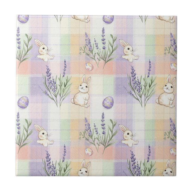 Motif de lapin de Pâques à carreaux pastel (Devant)