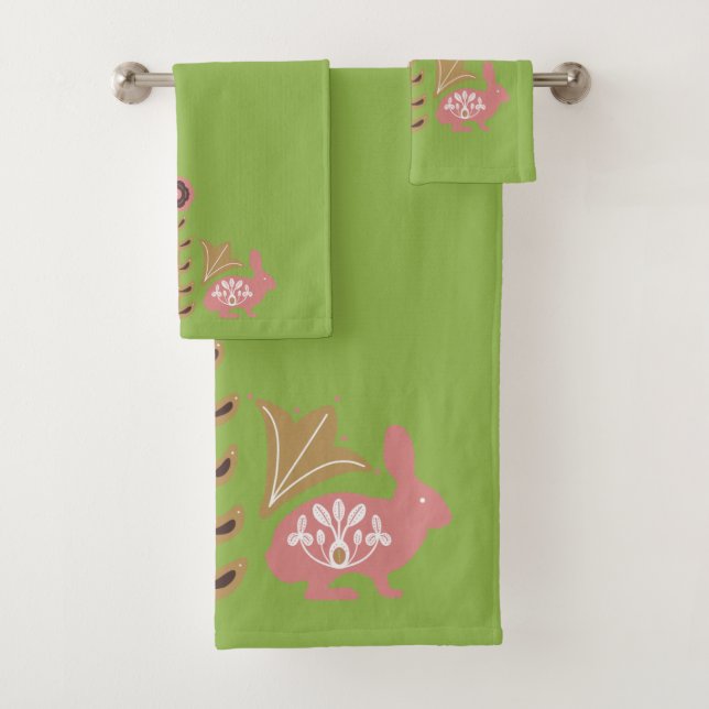 Motif de lapin scandinave Lime rose (En situation)