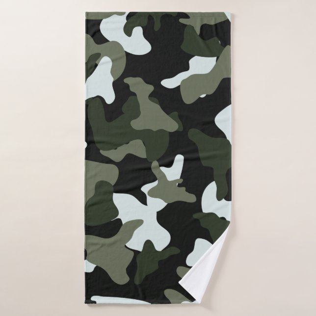 motif de l'armée de camouflage blanc vert (Serviette de bain)