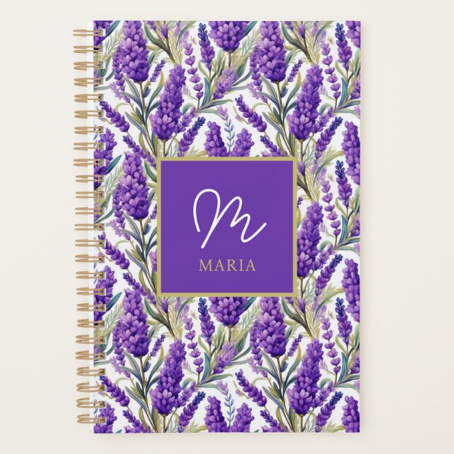 Motif de lavande violet étonnant Monogramme (Devant)