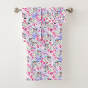 Motif de licornes et de roses