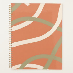 Motif de lignes en terre cuite Crème et olive