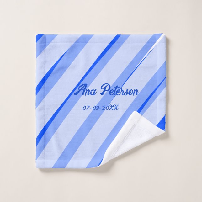 Motif de lignes rétro boho avec nom date pastel bl (Gant de toilette)
