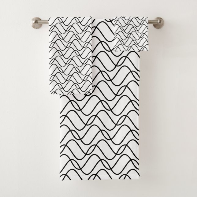 Motif de lignes Wavy en noir et blanc (En situation)