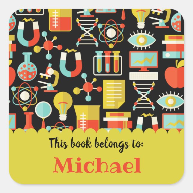 Motif de livres colorés simples étiquette personna (Devant)