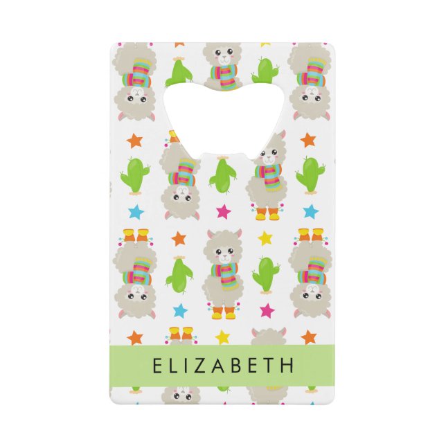 Motif De Llamas, Alpacas, Cactus, Votre Nom (Devant)