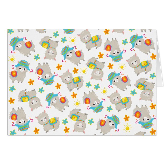 Motif De Llamas, Cute Llamas, Alpacas, Fleurs (Devant horizontal)
