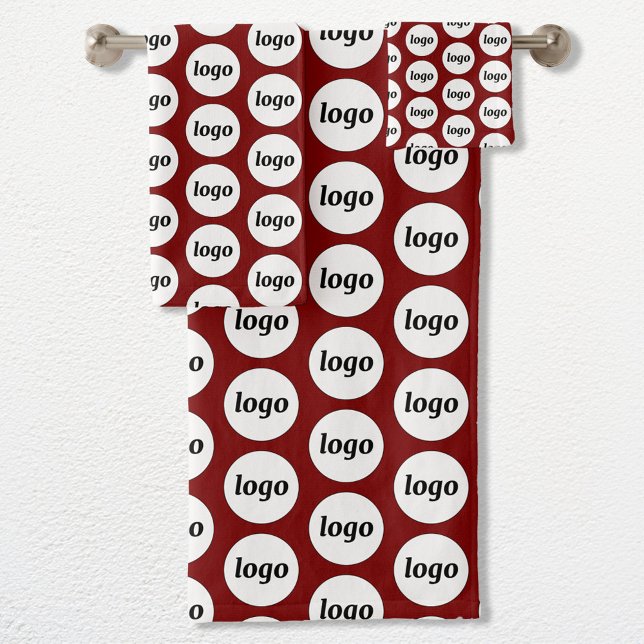 Motif de logo de marque commerciale bordeaux rouge (Simple logo pattern business promotional towel set for hospitality, sponsorship, customers & clients)