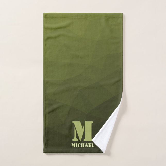 Motif de maillage géométrique d'olive verte de l'a (Serviette à main)