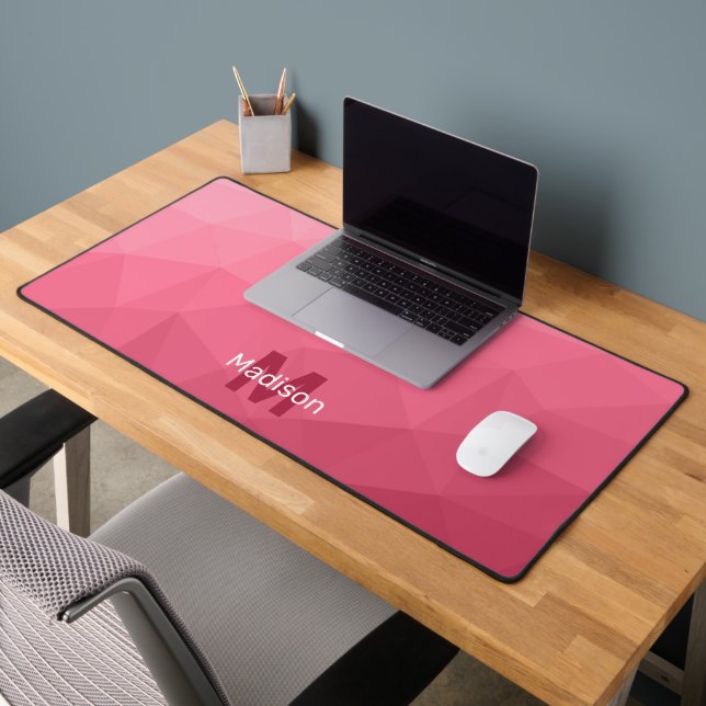 Motif de maille géométrique magenta rose monogramm (Bureau 2)