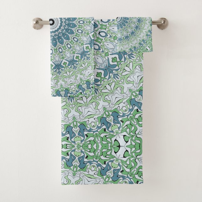 Motif de mandala côtier bleu et vert de mer (En situation)