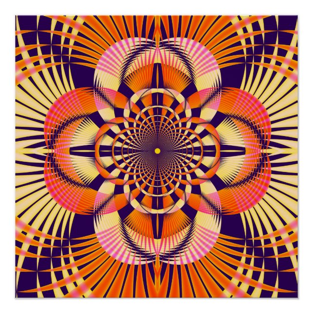 Motif de mandala fractal géométrique Art Déco (Devant)