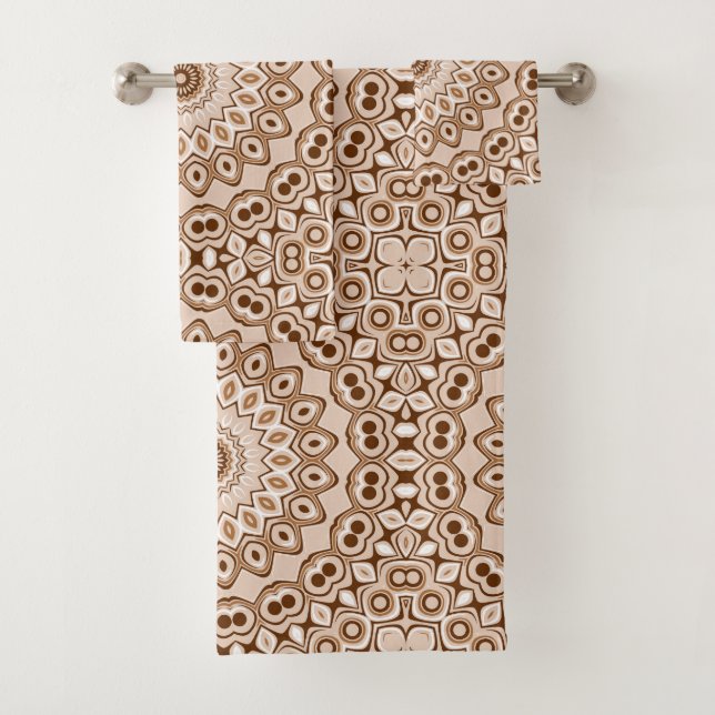 Motif de mandala géométrique marron moka (En situation)