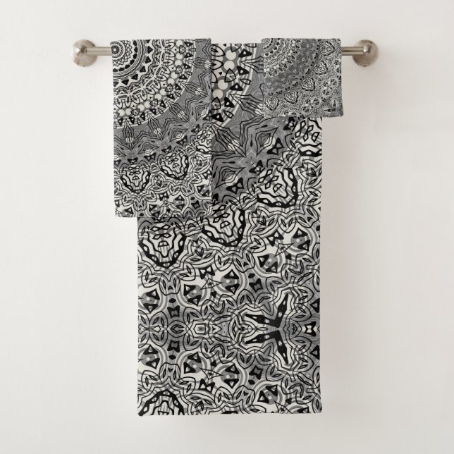 Motif de mandala géométrique noir et blanc (En situation)