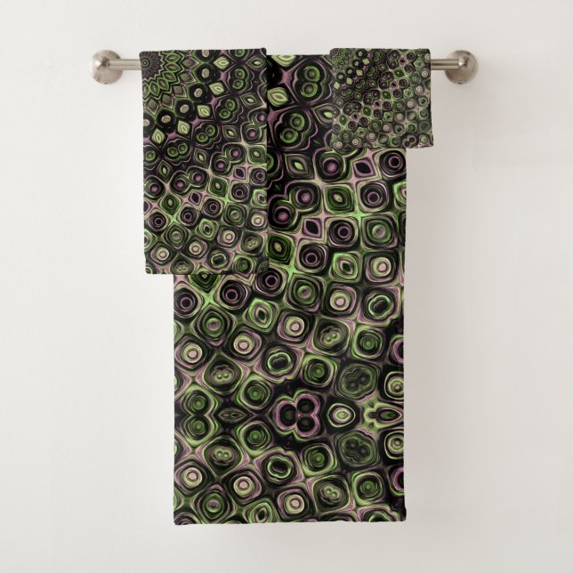 Motif de mandala kaléidoscope vert et noir (En situation)