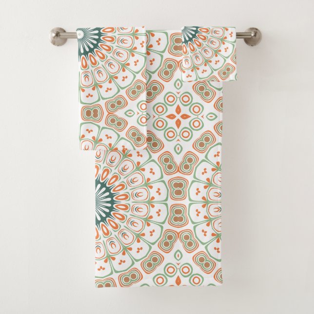 Motif de mandala moderne orange et vert (En situation)
