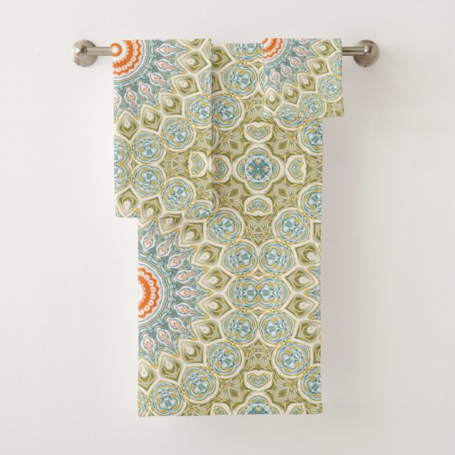 Motif de mandala orange et sarcelle avec accents d (En situation)