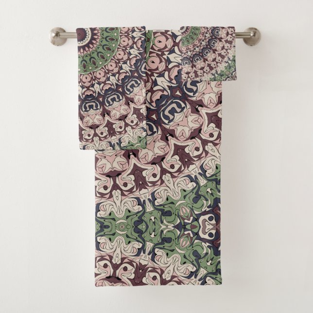 Motif de mandala vert et marron tons terre (En situation)