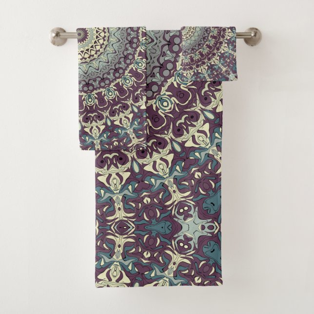 Motif de mandala violet sarcelle et crème (En situation)