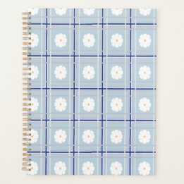 Motif de marguerite à carreaux bleus