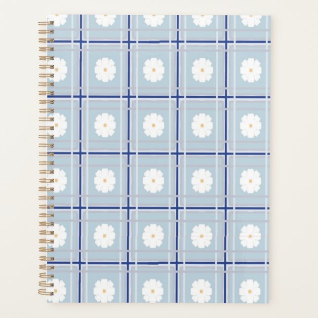 Motif de marguerite à carreaux bleus (Devant)