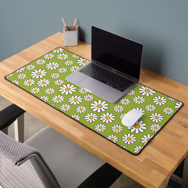 Motif de marguerite à fleurs vert et blanc (Bureau 2)