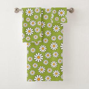 Motif de marguerite à fleurs vert et blanc