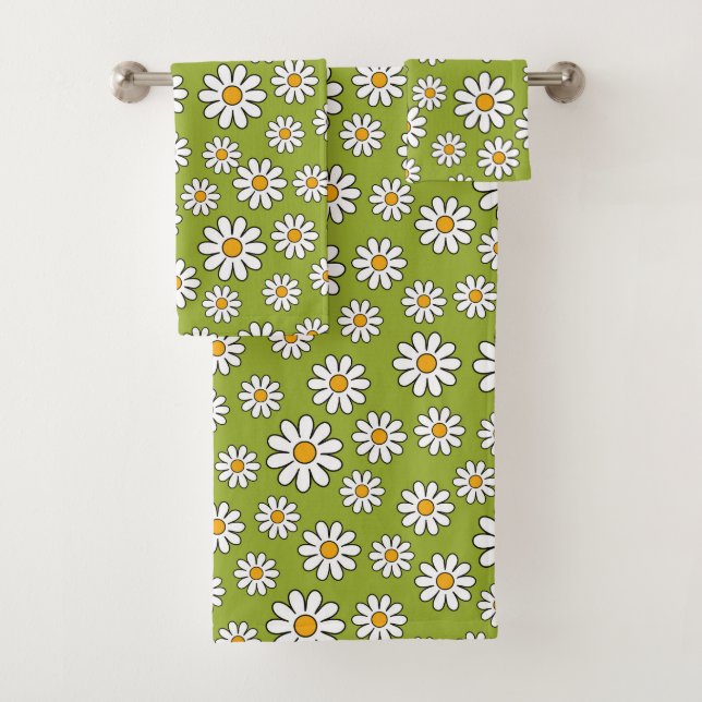 Motif de marguerite à fleurs vert et blanc (En situation)