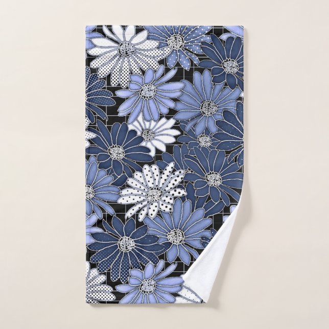 Motif de marguerite bleue et blanche (Serviette à main)
