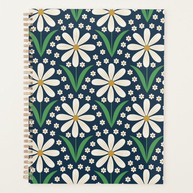Motif de marguerites blanches rétro mi-siècle sur  (Devant)