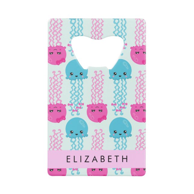 Motif de méduses, Mignonne méduse, Mer, Votre nom (Devant)