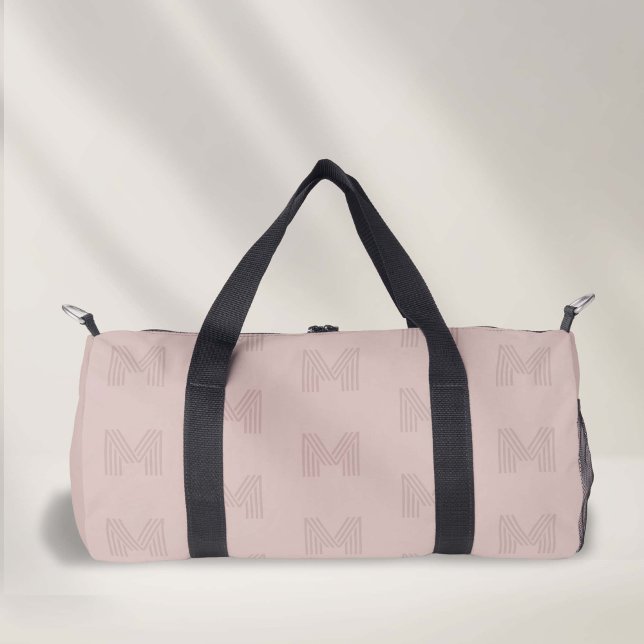 Motif de mongramme rose, sacs de duffice de danse (Pink monogram small women's duffel bag.)