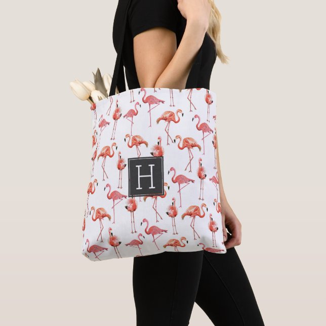 Motif de monogrammes Flamants roses roses | SAC FO (De près)