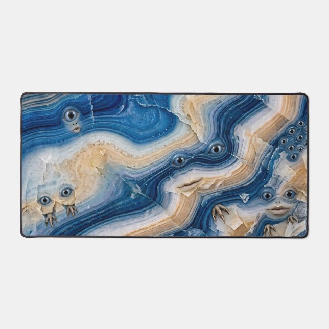 Motif de monstre en agate bleue amusant (Recto)