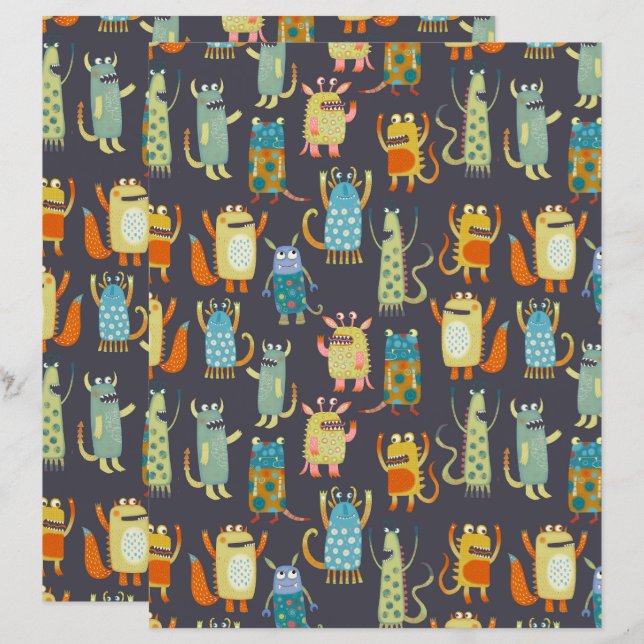 Motif de monstres amusants (Devant / Derrière)