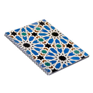 Motif de mosaïque bleu arabe Carnet de spirale