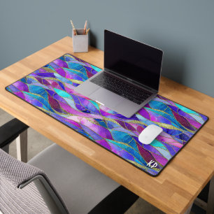 Motif de mosaïque de verre teinté violet et bleu